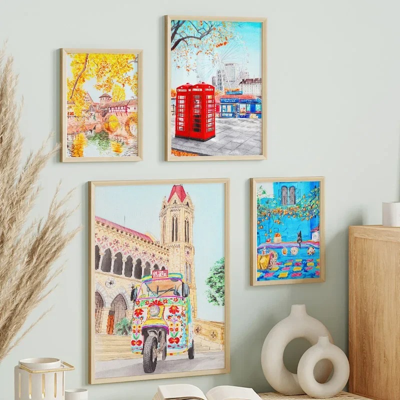 Home Decor Karachi - لوحات فنية جدارية ملونة لمشهد مدينة