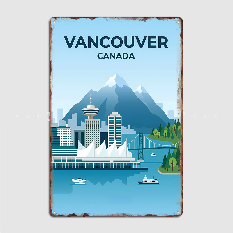 Home Decor Vancouver - ملصقات جدارية عتيقة لمشهد مدينة فانكوفر