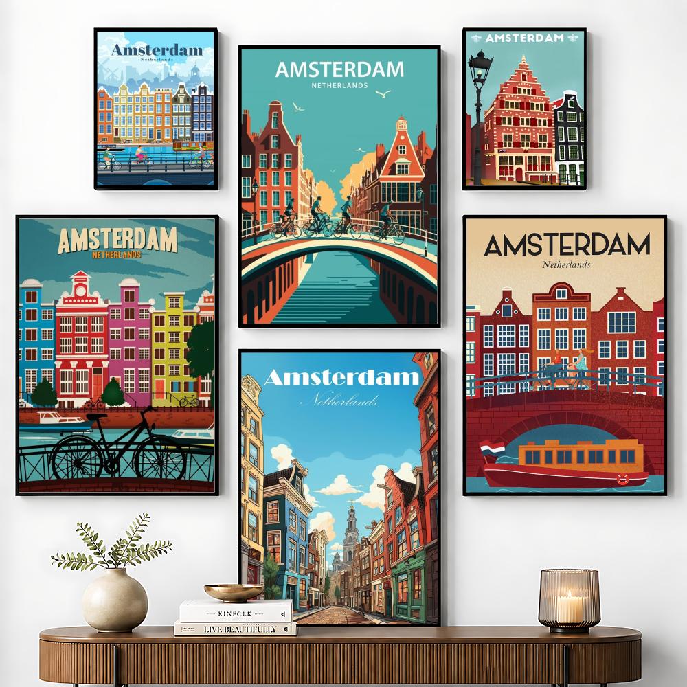 Home Decor Netherlands - ملصق أمستردام هولندا مثالي ذاتي اللصق