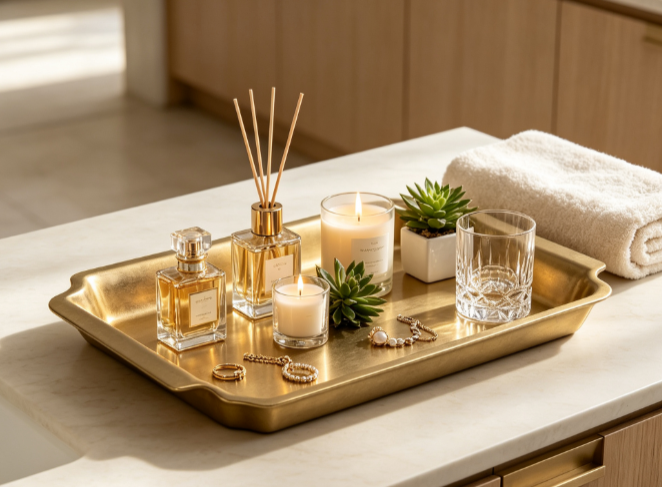 Vanity Home Decor - صينية ديكور معدنية ذهبية من Better