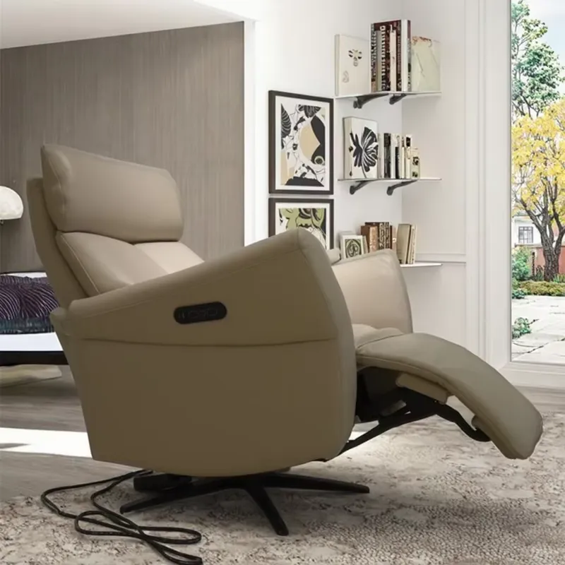 Home Decor Sofa - كرسي استرخاء كهربائي من الجلد الطبيعي،