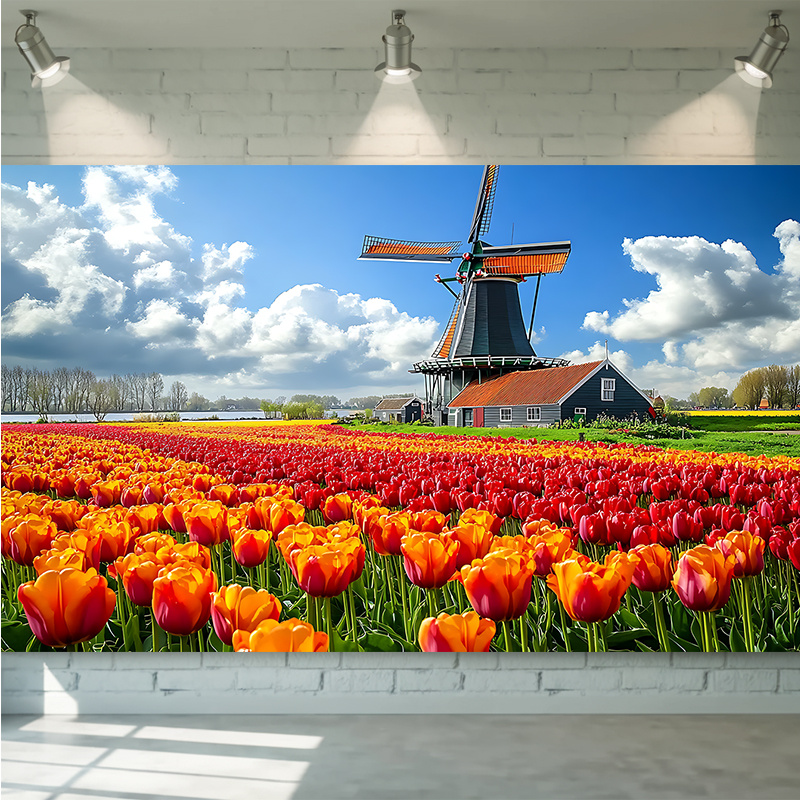 Home Decor Netherlands - نسيج جداري بتصميم منظر طبيعي لطاحونة