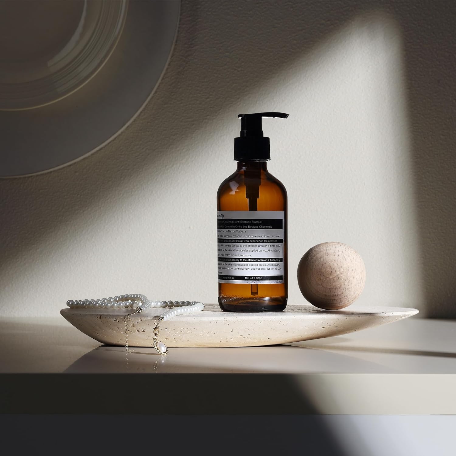 Vanity Home Decor - صينية ترافرتين للحمام وديكور المنزل، صينية