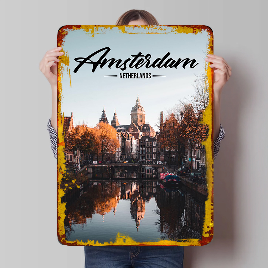 أمستردام هولندا سيتي سكيب جدار - مراجعة Home Decor Netherlands وسعره
