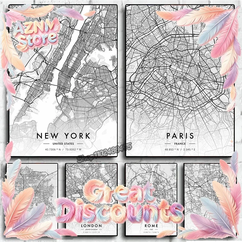 لوحة فنية لخريطة المدينة، باري - مراجعة Home Decor New York وسعره