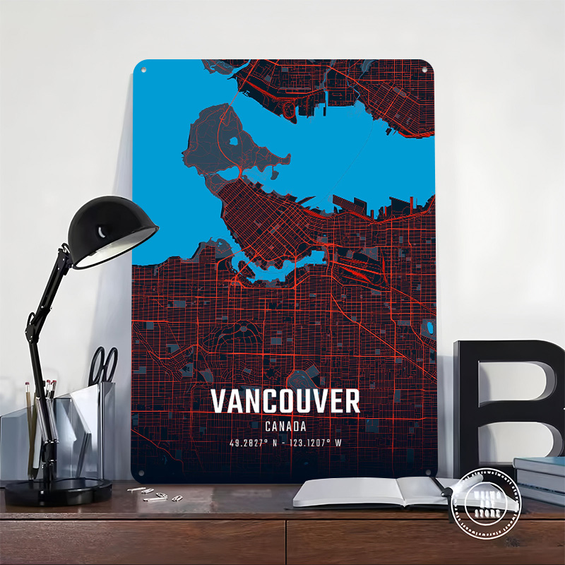 لوحة معدنية لخريطة مدينة فانكو - مراجعة Home Decor Vancouver وسعره