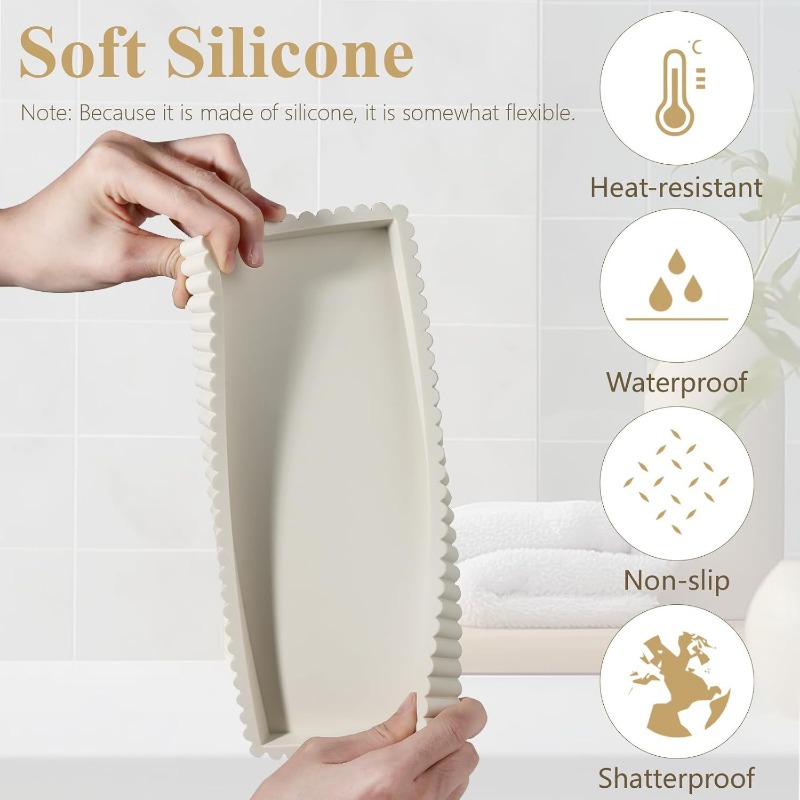صينية تخزين سيليكون بحواف مموج - مراجعة Vanity Home Decor وسعره