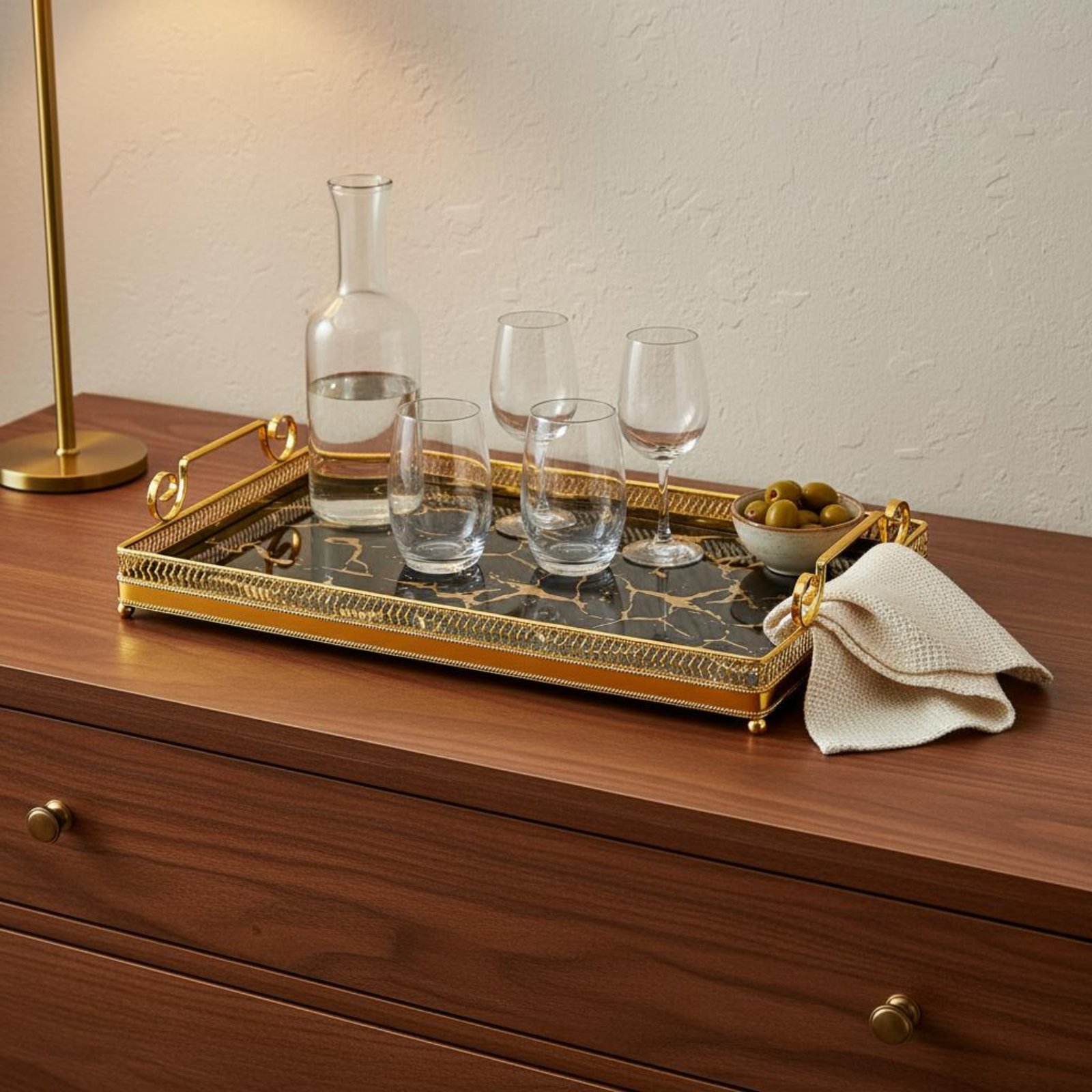 صينية مرآة زخرفية بتصميم نوردي - مراجعة Vanity Home Decor وسعره
