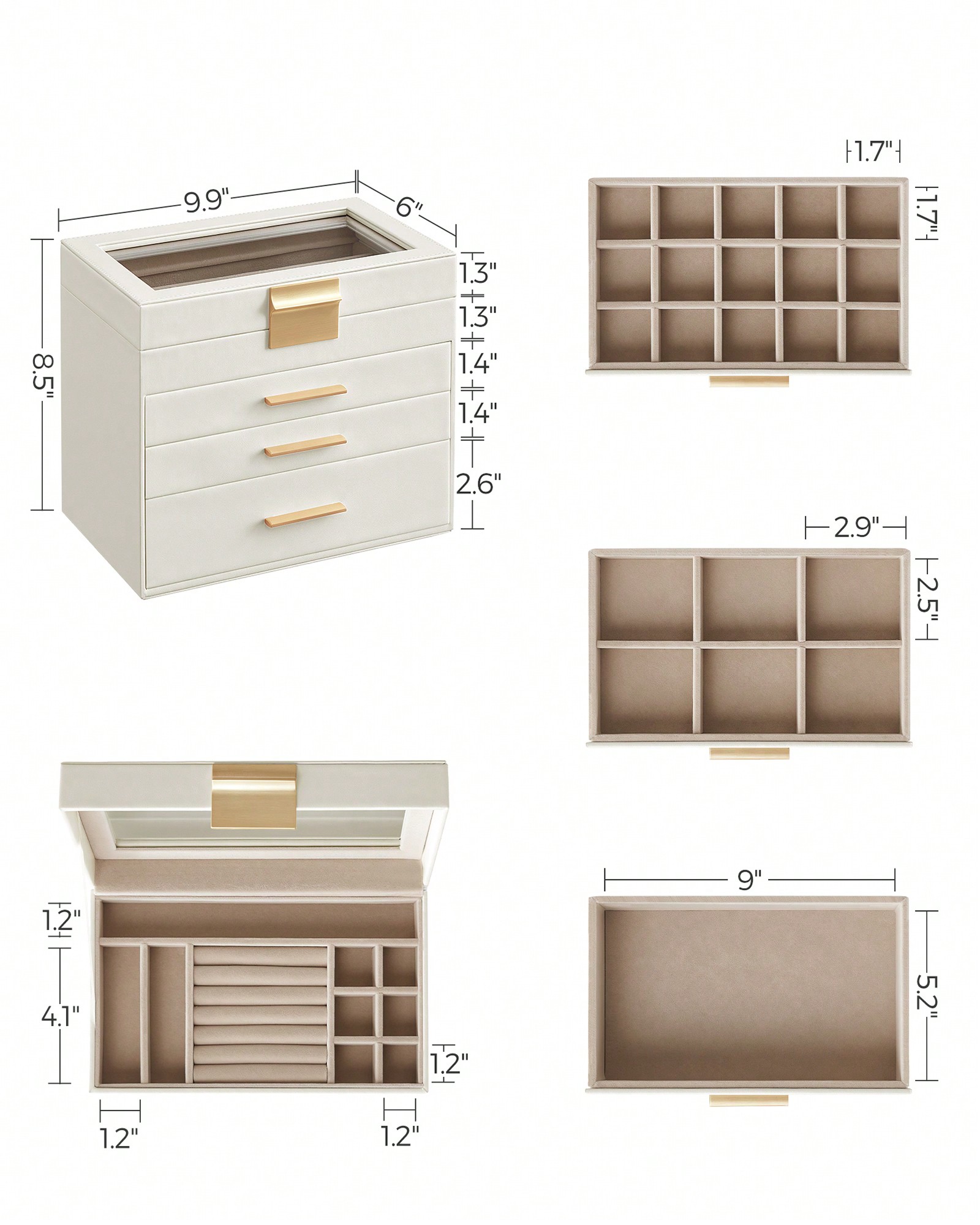منظم مجوهرات من 4 طبقات مع غطا - مراجعة Vanity Home Decor وسعره