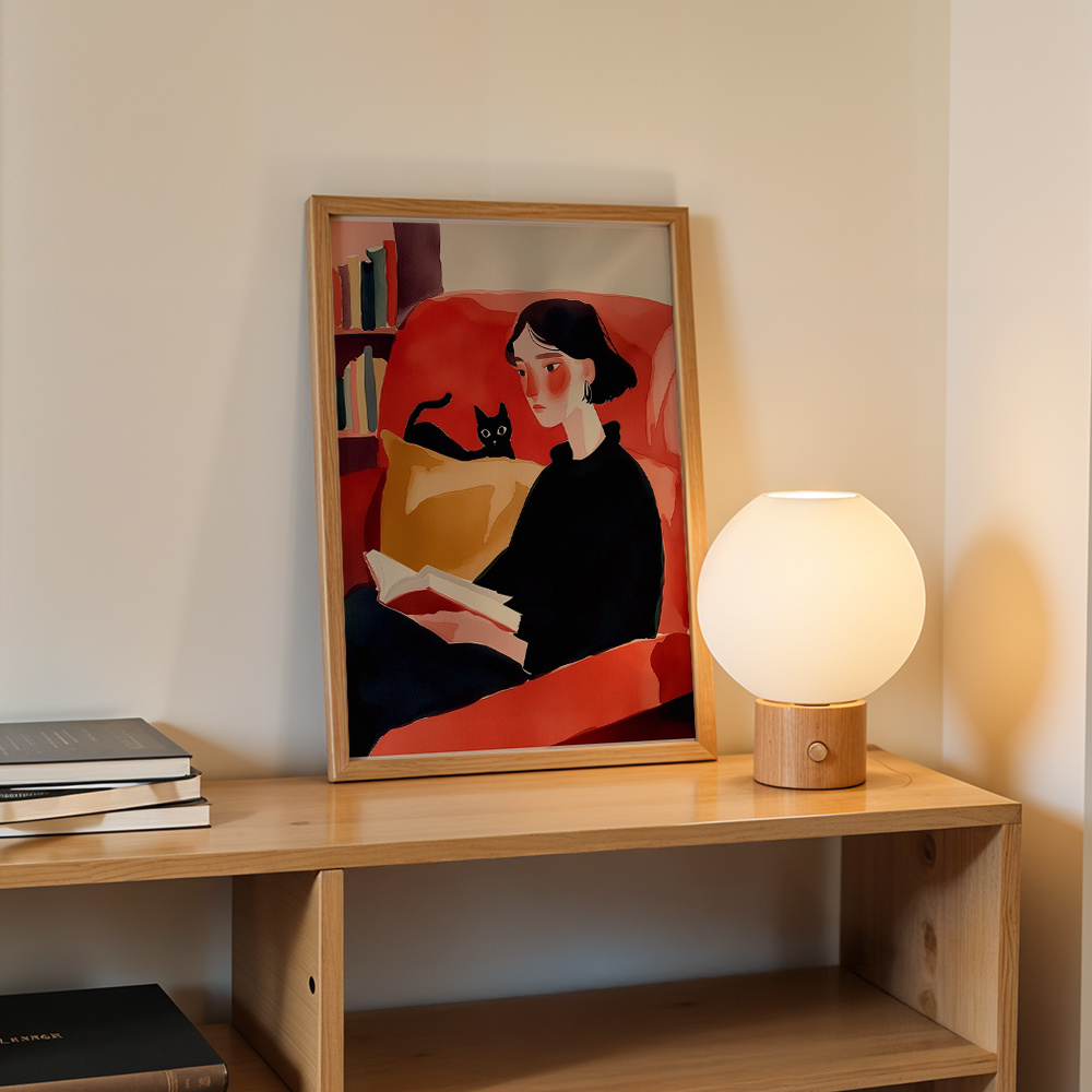 امرأة تقرأ على الأريكة مع قطة  - مراجعة Home Decor Sofa وسعره