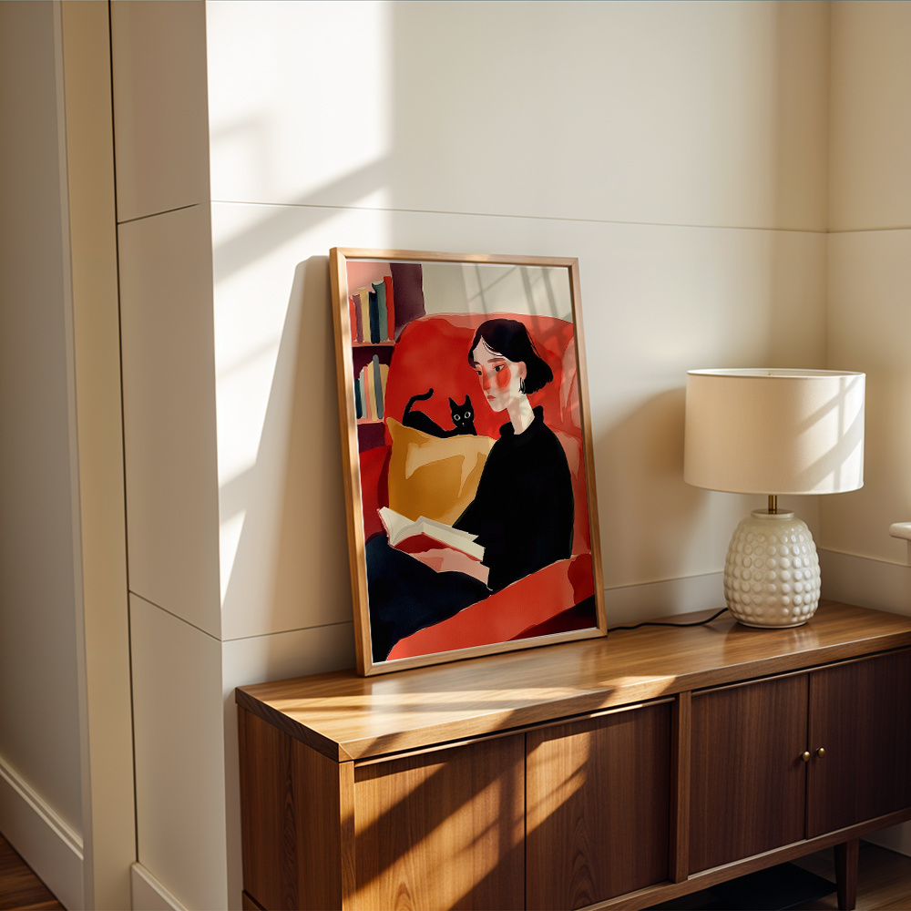 امرأة تقرأ على الأريكة مع قطة  - مراجعة Home Decor Sofa وسعره